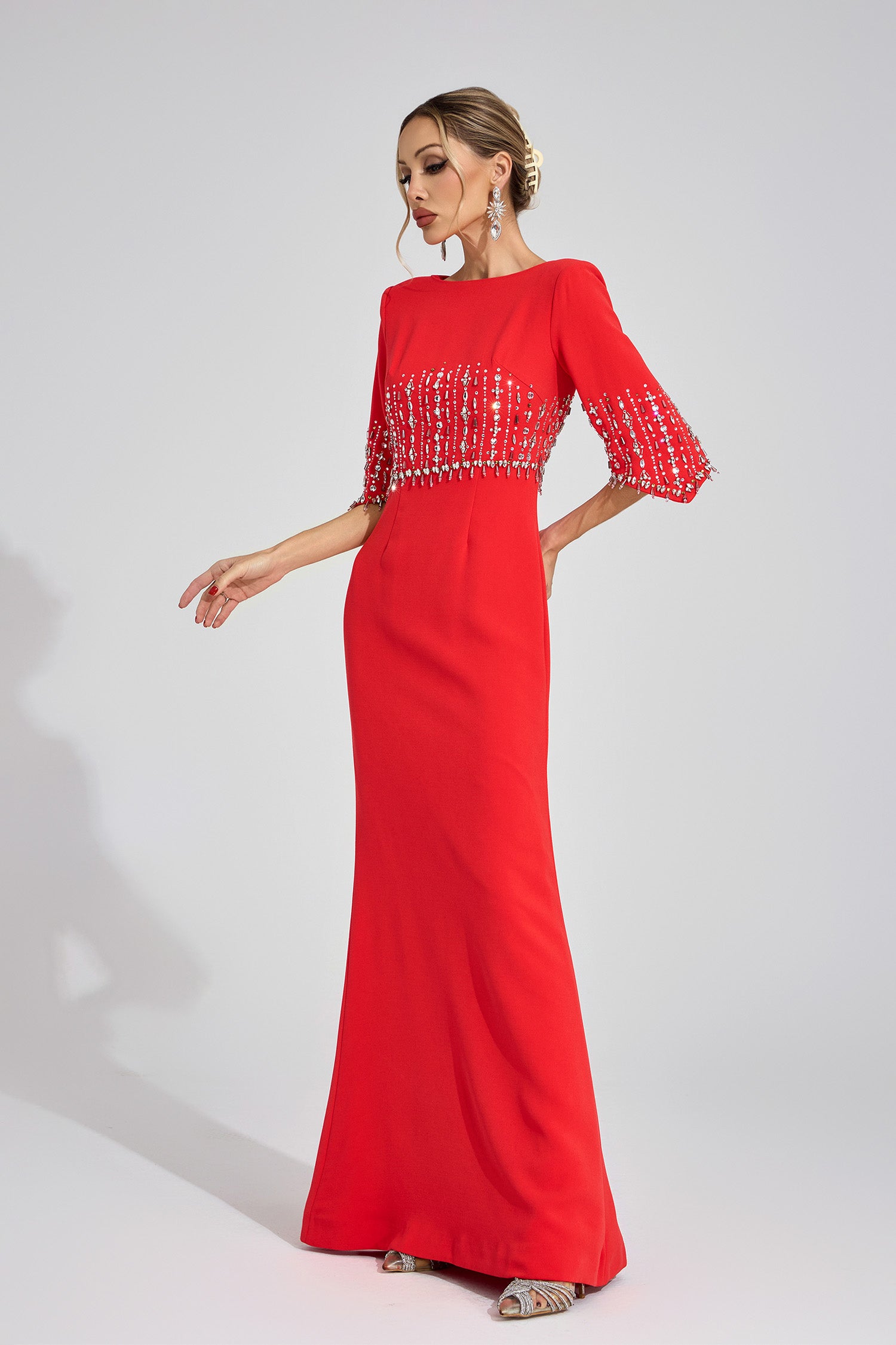 Czelaw Red Diamond Maxi Dress