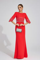 Czelaw Red Diamond Maxi Dress