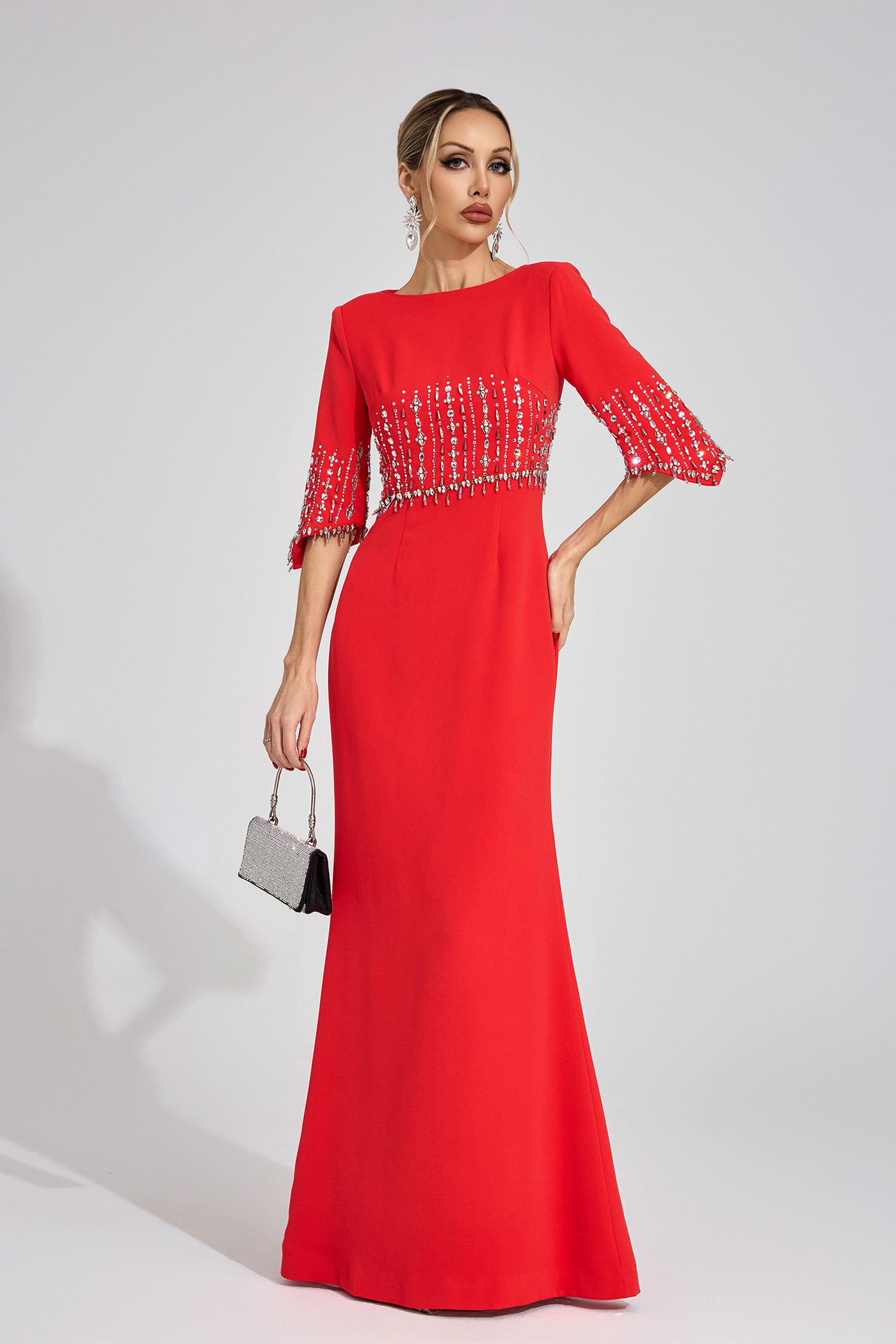 Czelaw Red Diamond Maxi Dress