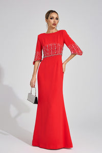 Czelaw Red Diamond Maxi Dress