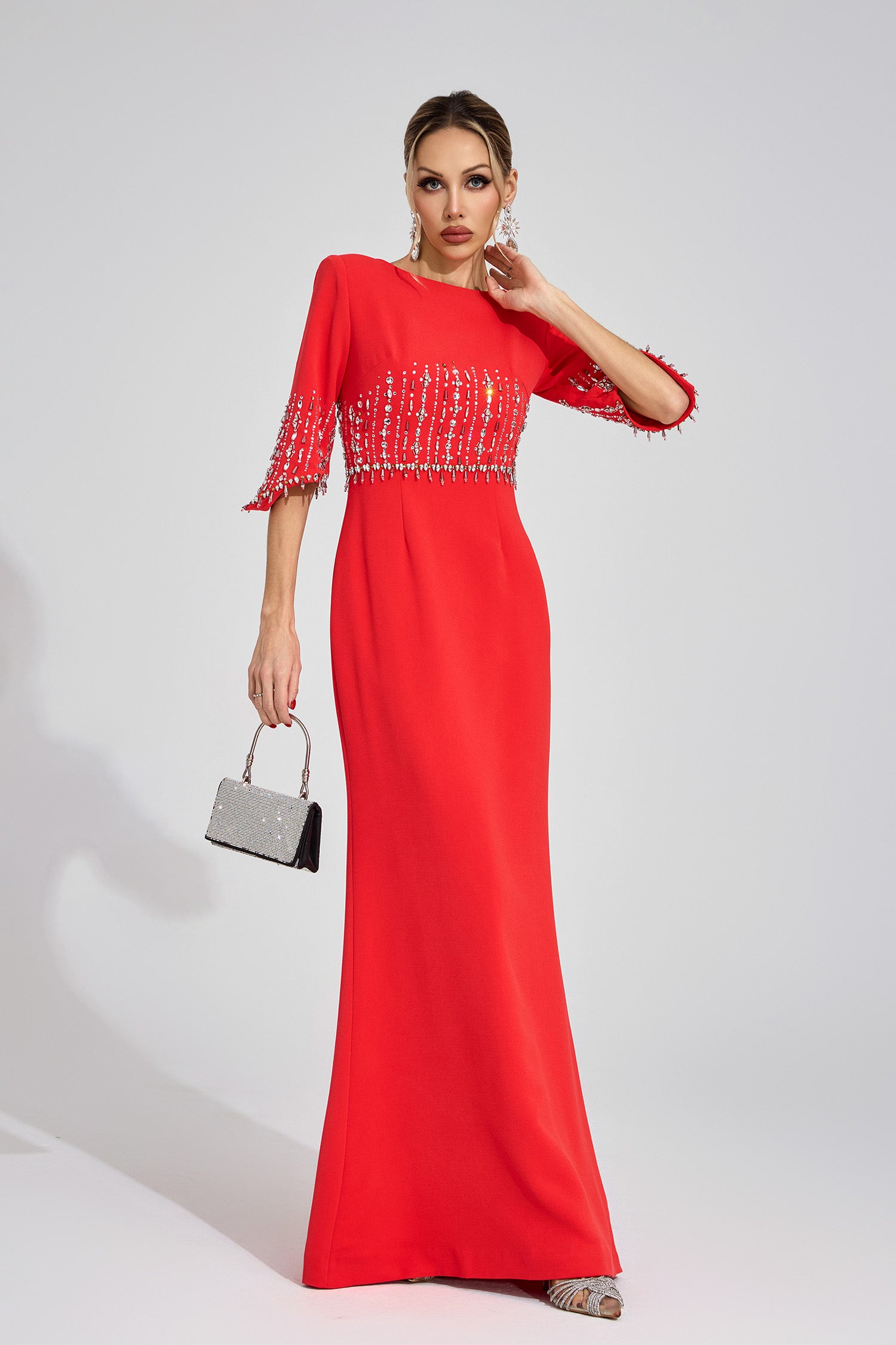 Czelaw Red Diamond Maxi Dress