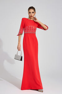 Czelaw Red Diamond Maxi Dress