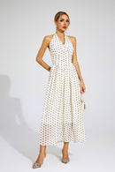 Laelith Polka Dot Halter Dress In White