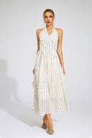 Laelith Polka Dot Halter Dress In White