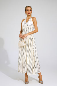 Laelith Polka Dot Halter Dress In White