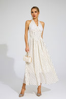 Laelith Polka Dot Halter Dress In White