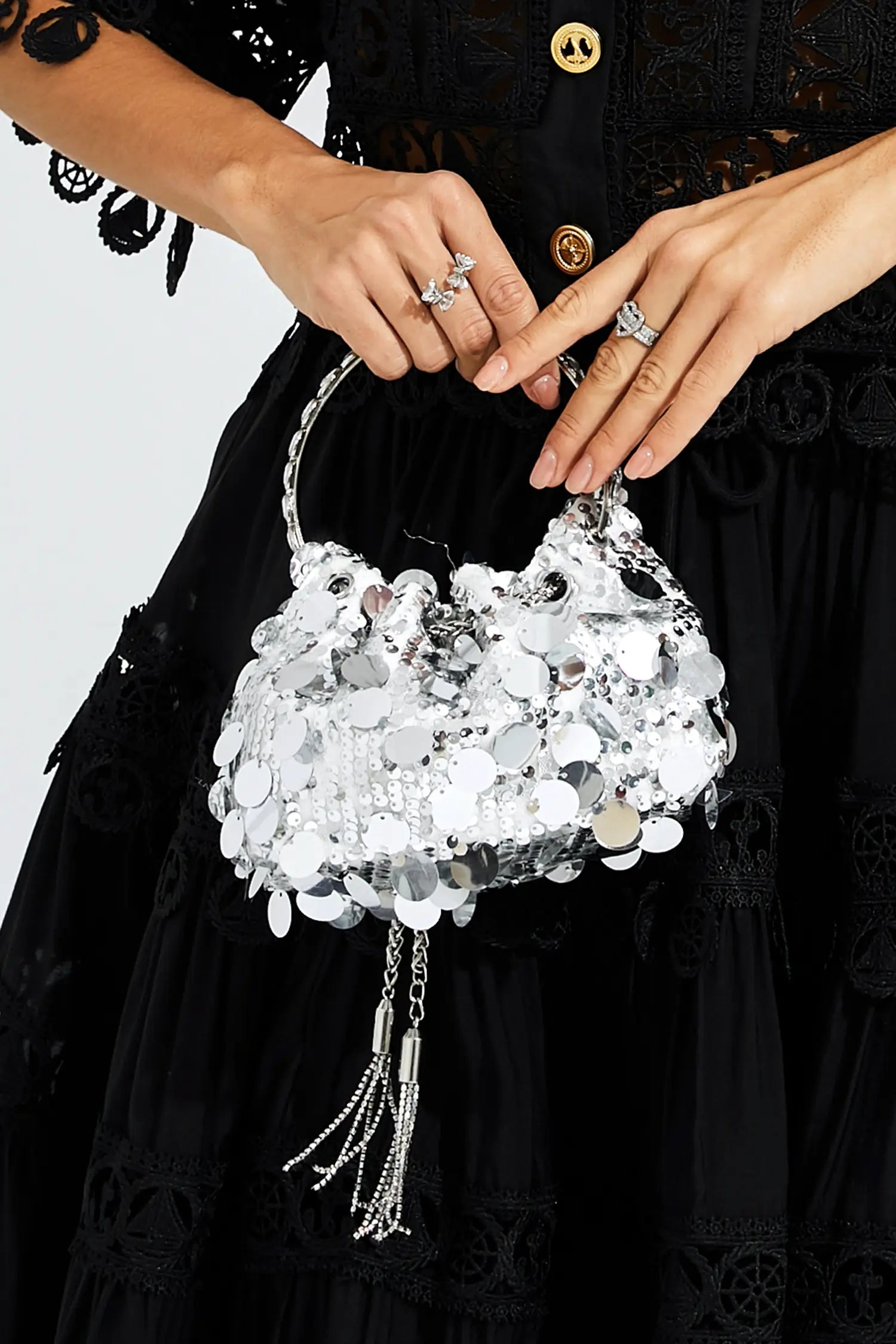 Myrthos Silver Sequins Bag