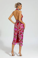 Strachey Rose Red Sequins Halter Dress