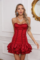 Aurdex Strapless Ruffle-trim Mini Dress
