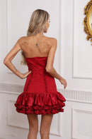 Aurdex Strapless Ruffle-trim Mini Dress