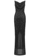 Jarmo Strapless Sequin Embellished Maxi Dress In Black