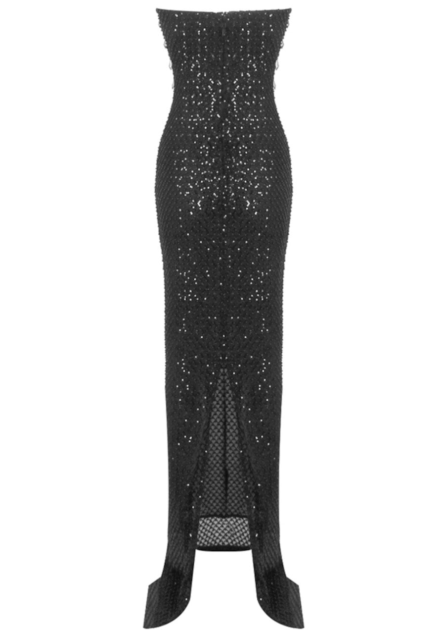 Jarmo Strapless Sequin Embellished Maxi Dress In Black L Jarmo Strapless Sequin Embellished Maxi Dress In Black L