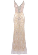 Elyzor Strapless Crystal Sequin Maxi Dress In Nude