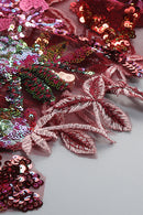 Ereni Strapless Flower Sequin-embellished Mesh Dress in Red