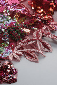 Ereni Strapless Flower Sequin-embellished Mesh Dress in Red