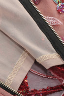 Ereni Strapless Flower Sequin-embellished Mesh Dress in Red