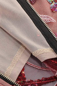 Ereni Strapless Flower Sequin-embellished Mesh Dress in Red