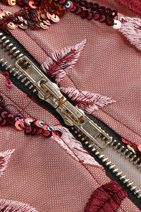 Ereni Strapless Flower Sequin-embellished Mesh Dress in Red