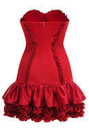 Aurdex Strapless Ruffle-trim Mini Dress