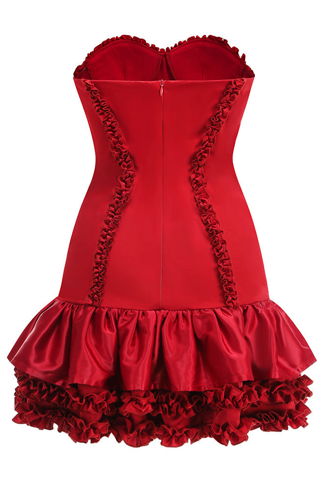 Aurdex Strapless Ruffle-trim Mini Dress