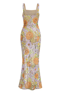 Ashhelm Strappy Sequin Floral-Embroidered Maxi Dress