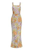 Ashhelm Strappy Sequin Floral-Embroidered Maxi Dress