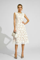 Fyraza Lace Embellished Maxi Dress In White