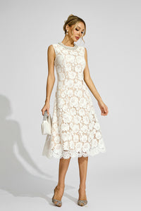 Fyraza Lace Embellished Maxi Dress In White