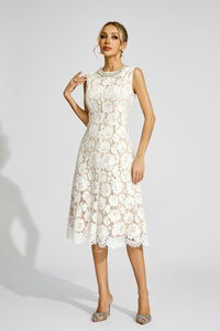 Fyraza Lace Embellished Maxi Dress In White