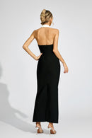 Faelar Contrast Collar Bandage Maxi Dress In Black