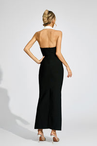 Faelar Contrast Collar Bandage Maxi Dress In Black