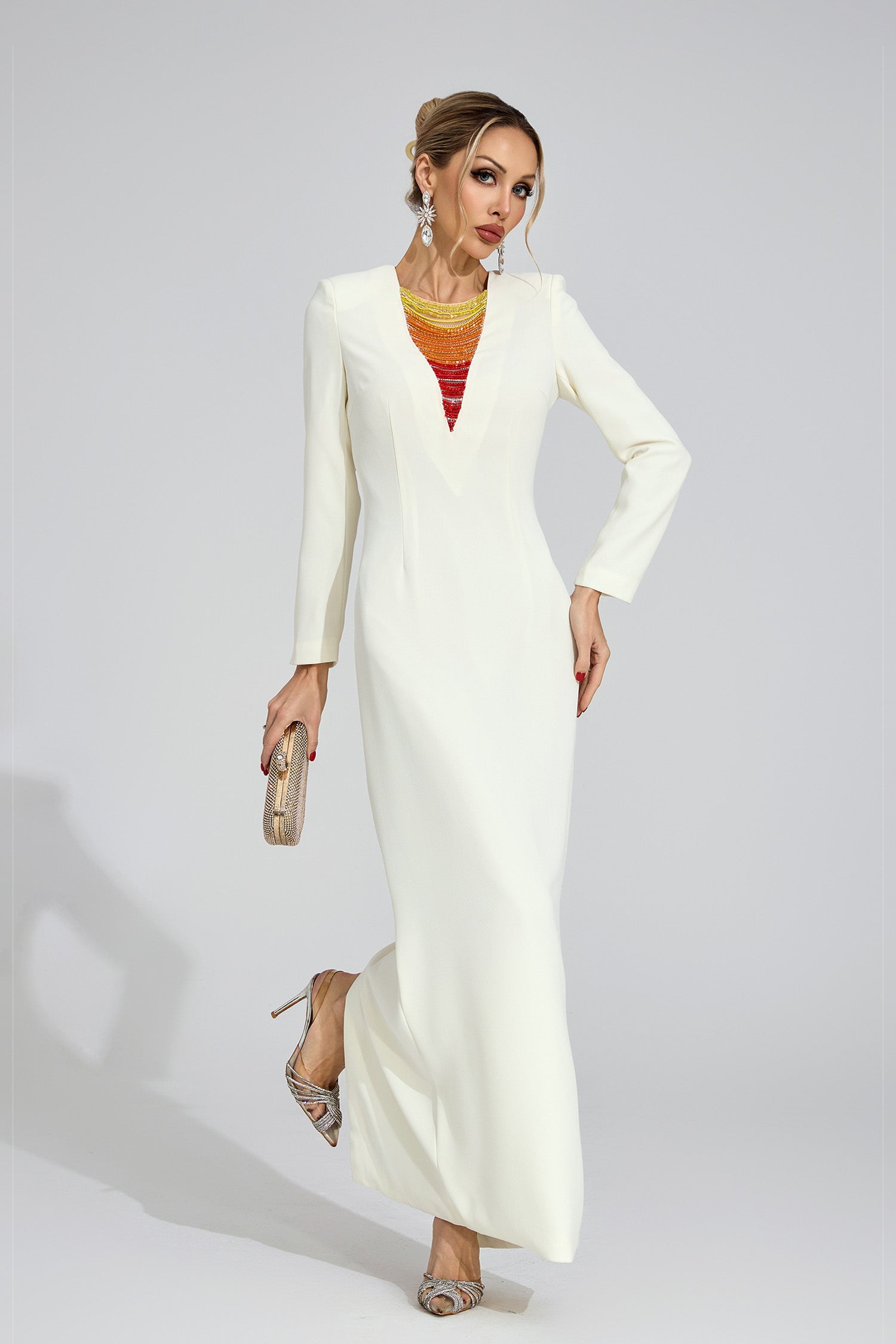 Zorveth Ivory Diamond Maxi Dress
