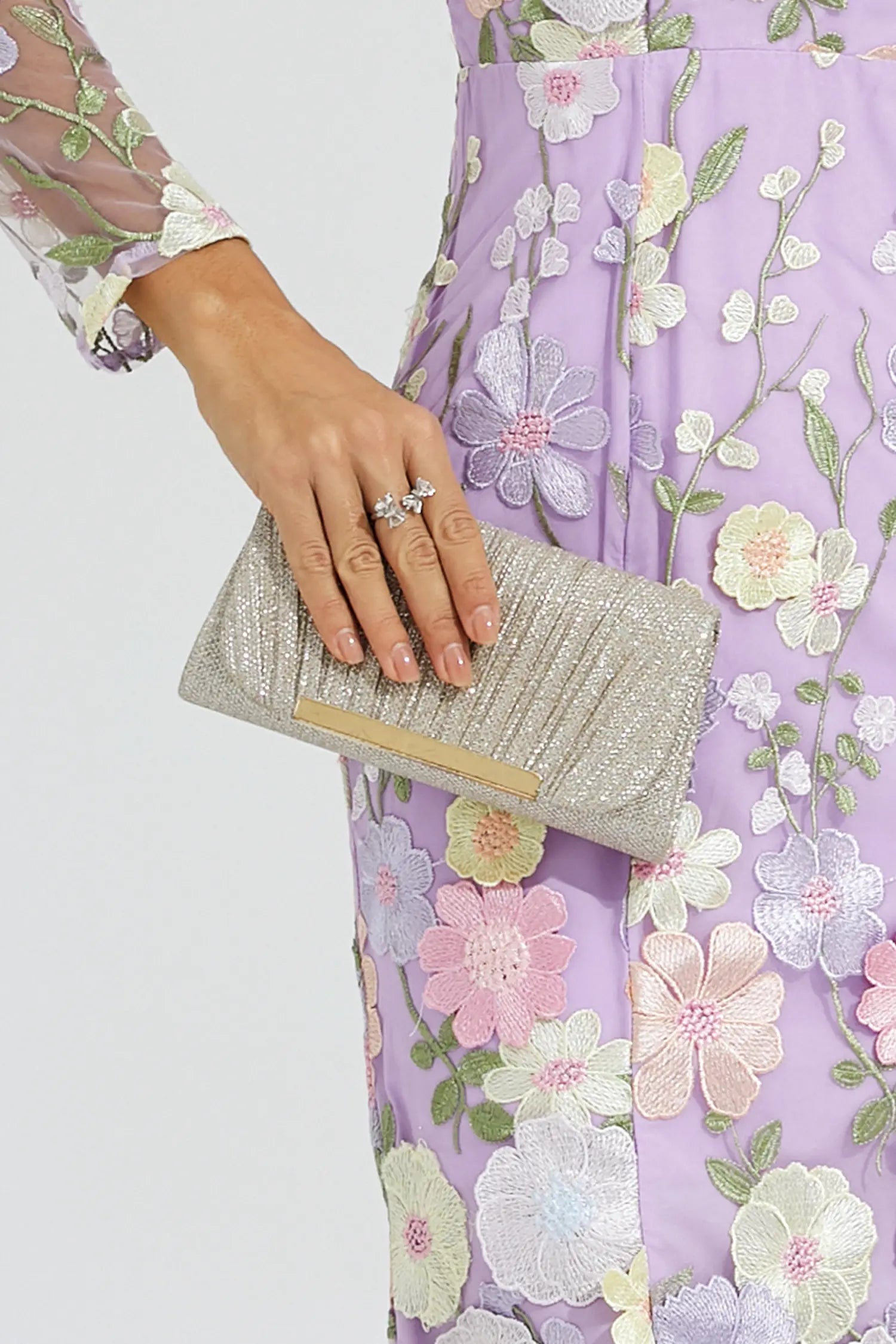 Naelric Silver Clutch Bag