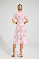 Fyrene Cutout Lace Midi Dress In Pink
