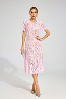 Fyrene Cutout Lace Midi Dress In Pink