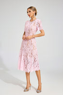 Fyrene Cutout Lace Midi Dress In Pink