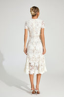Daldris Lace Mermaid Dress In Apricot