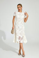 Daldris Lace Mermaid Dress In Apricot