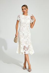 Daldris Lace Mermaid Dress In Apricot