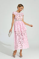 Fyraza Lace Embellished Maxi Dress In Pink