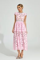 Fyraza Lace Embellished Maxi Dress In Pink