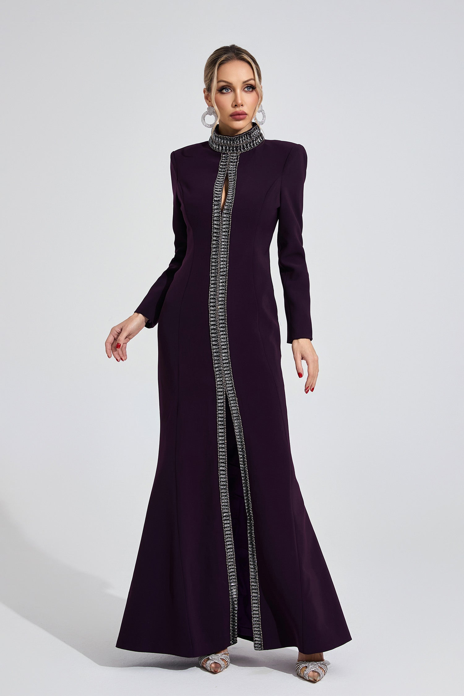 Wystarion Deep Purple Diamond Maxi Dress