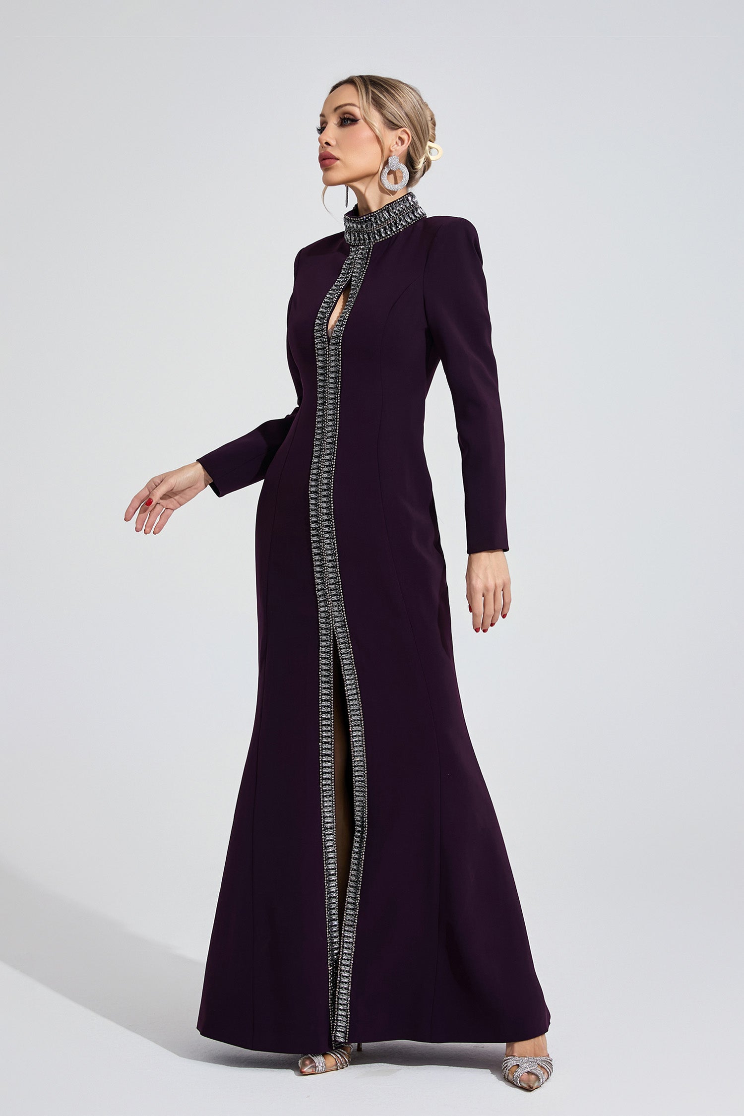 Wystarion Deep Purple Diamond Maxi Dress