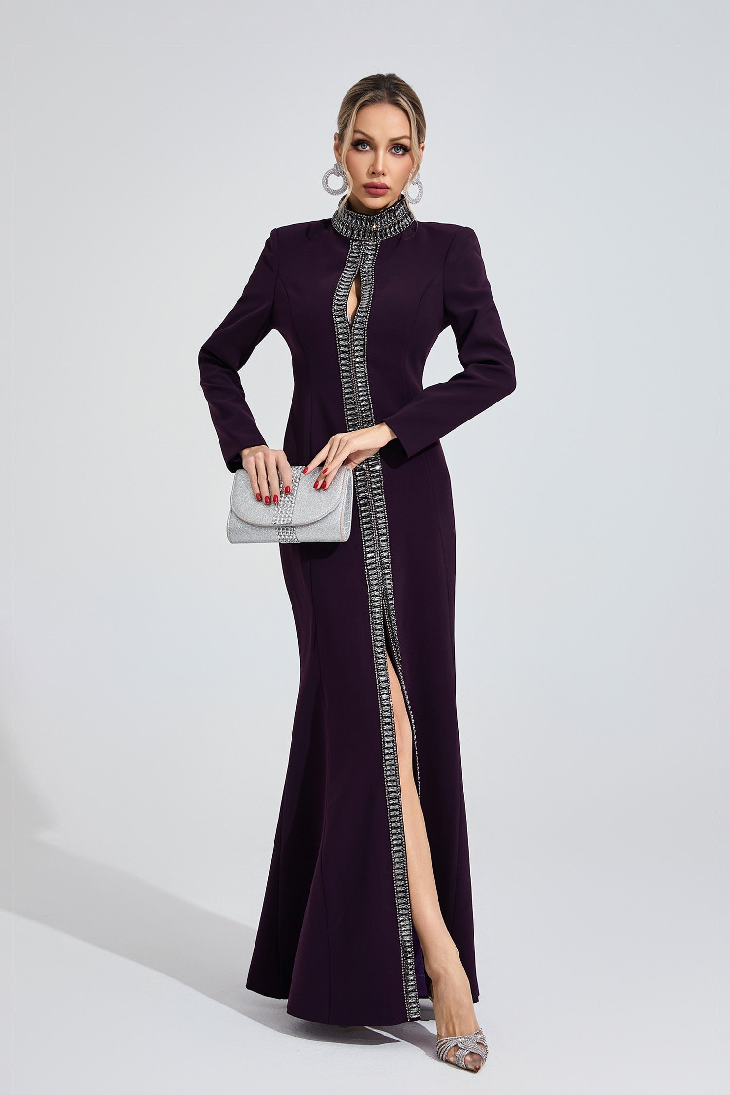 Wystarion Deep Purple Diamond Maxi Dress