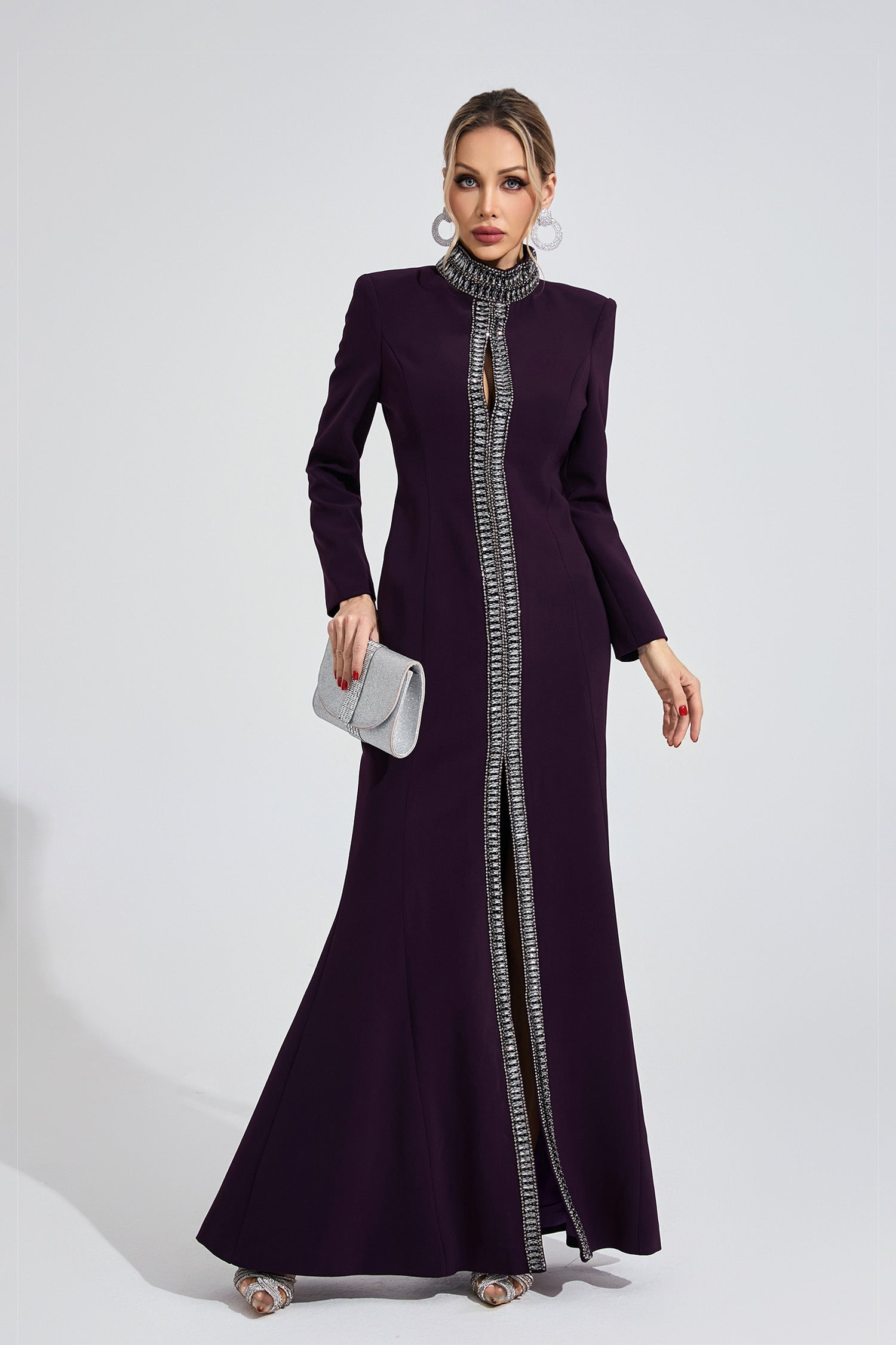 Wystarion Deep Purple Diamond Maxi Dress