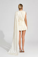 Dyvra Draped Mini Dress In Apricot