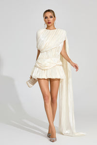 Dyvra Draped Mini Dress In Apricot