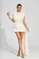 Dyvra Draped Mini Dress In Apricot