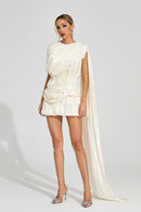 Dyvra Draped Mini Dress In Apricot