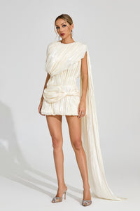 Dyvra Draped Mini Dress In Apricot